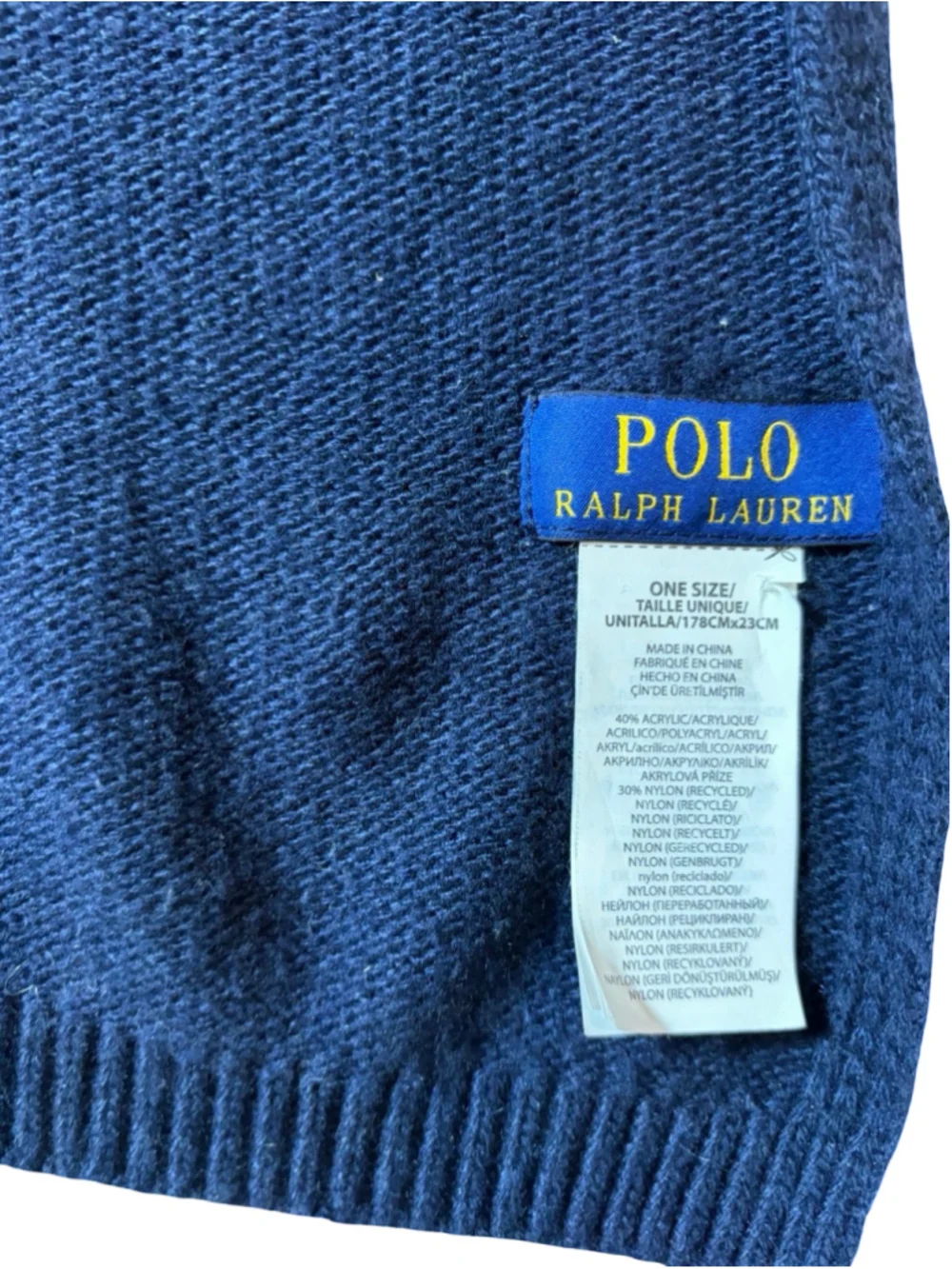 Polo Ralph Lauren Polo Bear Navy Knit Scarf One Size Preppy Winter Logo